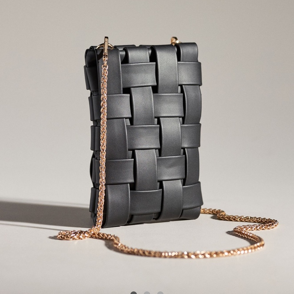 By Anthropologie Lindy Woven Phone Case Crossbody Bag in Black - Never Used